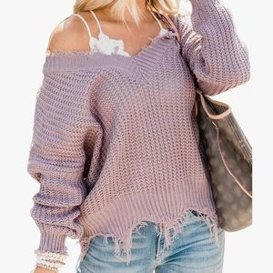 Mauve Ripped Hem Sweatee